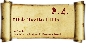 Mihálovits Lilla névjegykártya